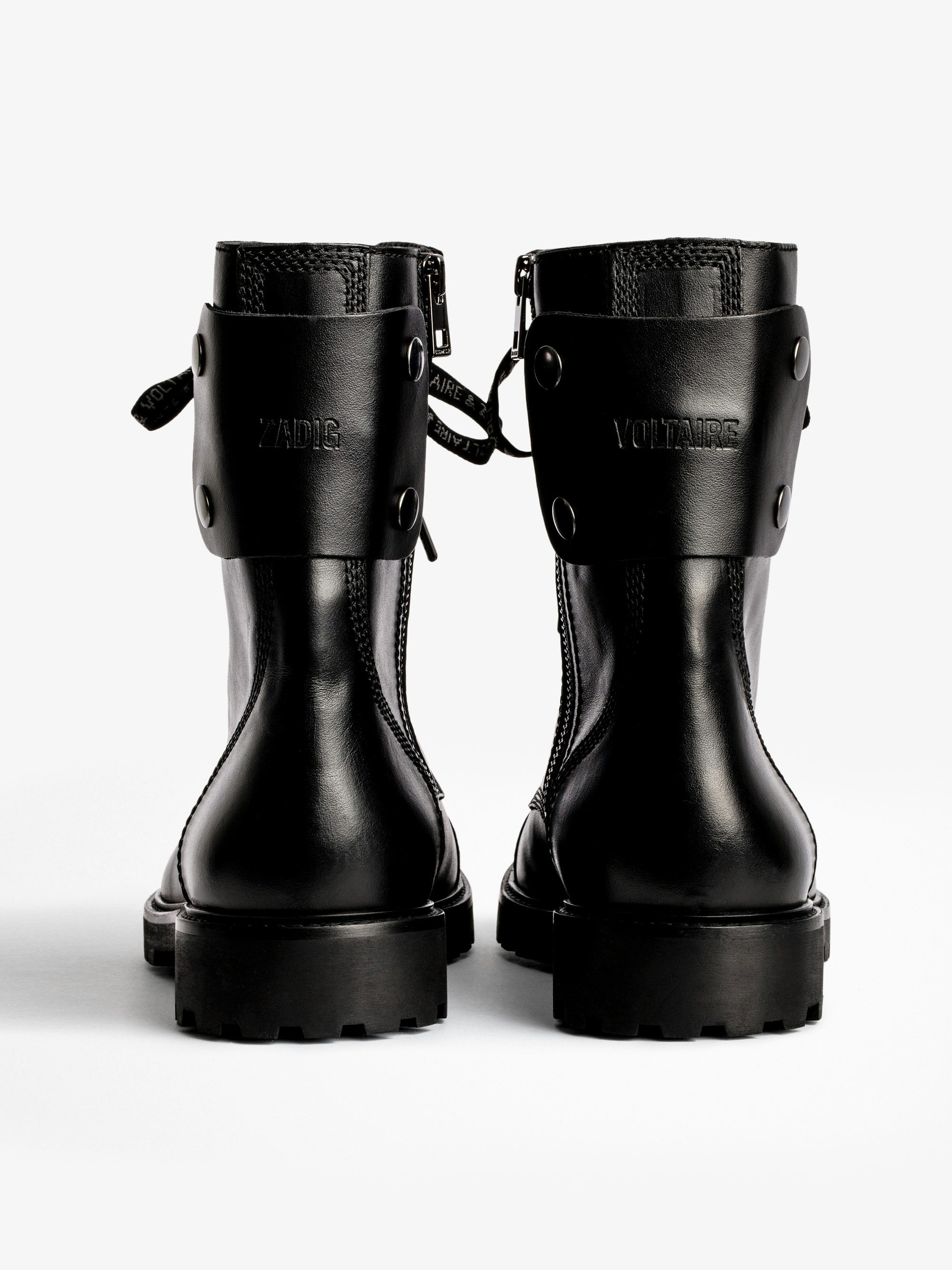 Joe Ankle Boots - Leather ranger boots with print and patch.